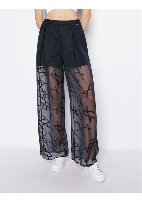 lusa in tessuto trasparente con scritta logo ricamata all over ARMANI EXCHANGE | Pantaloni | 3RYP26 YN2KZ15CO